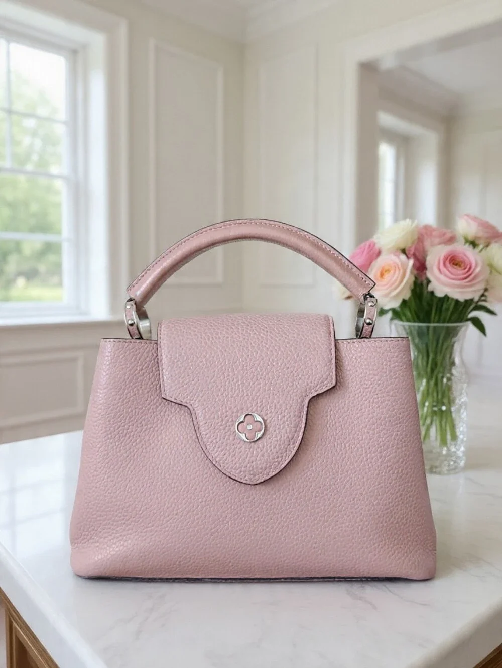 Louis Vuitton Capucines BB Magnolia Pink Taurillon Leather Silver HW 💕 EUC